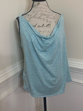LaClef Light Blue Draped Cowl Neck Camisole